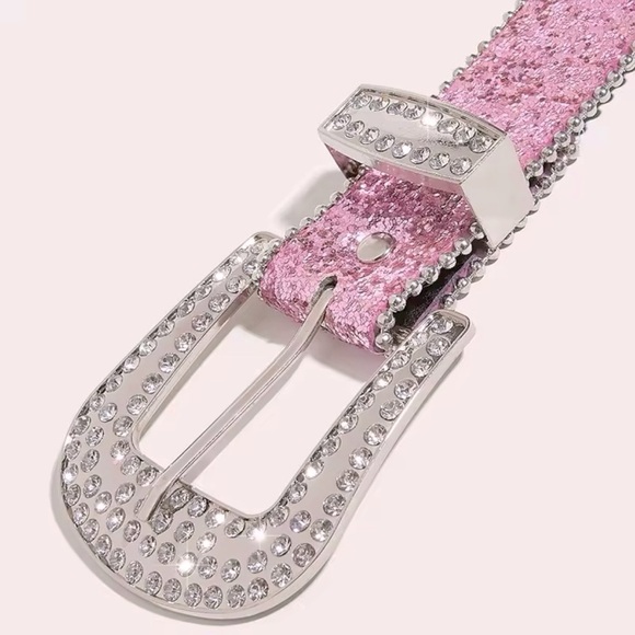 Pink Sequin Rhinestone Girly Glam Belt - Picture 3 of 4